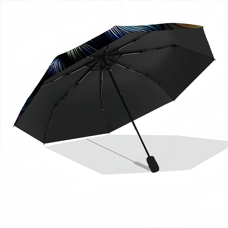 1 szt. Kolorowy, abstrakcyjny parasol z motywem kociej twarzy, automatycznie otwierany i zamykany, składana konstrukcja, 8-żebrowa konstrukcja, do użytku na zewnątrz, świąteczny prezent dla fanów, Tr
