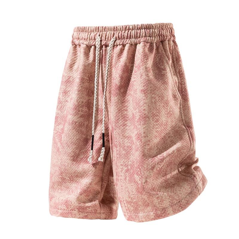 

Casual Loose Versatile Beach Pants Retro Thin Quarter Pants Sports Shorts For Men XL рожевий