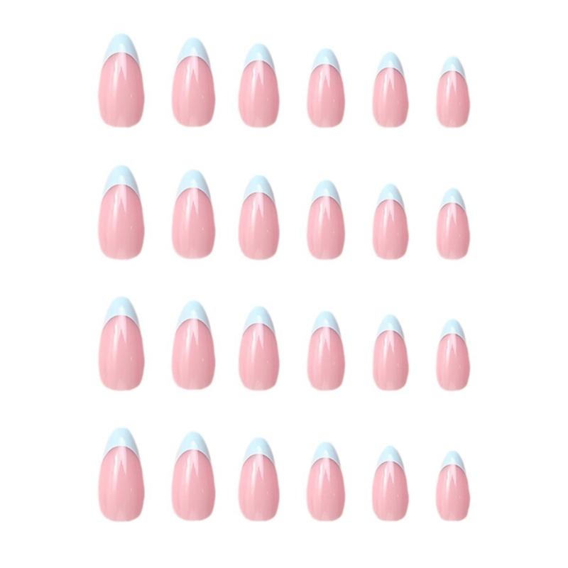 120 Pcs Press On Nails French Tip False Nails Almond Full Cover Stick on Nails Artificial Fingernails Manicures Supplies