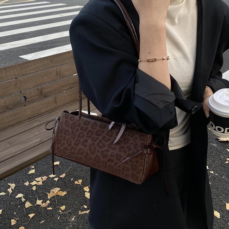 Leopard Print Tote Bag For Women Large Capacity Pu Casual Street Fashion Daily Use