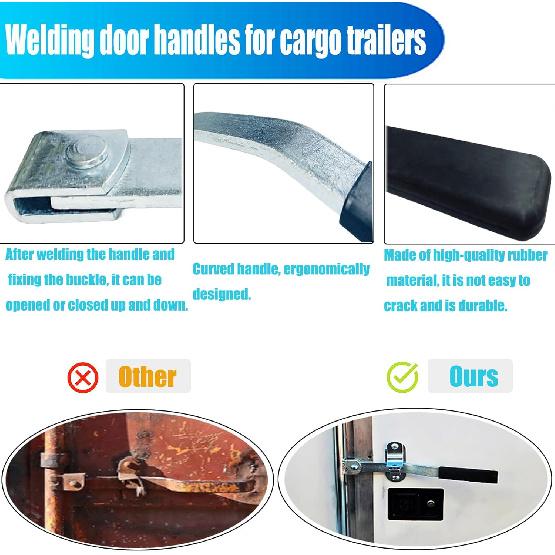 Enclosed Trailer Door Handle with Rubber Grip, Cargo Trailer Side Rear Door Handle - Weld-On Replacement Handle for Cam Bar Lock Assembly