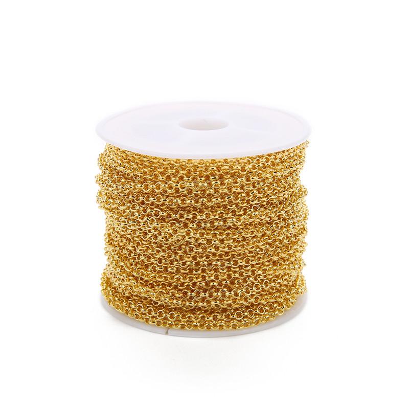 10 Yard 2/3mm Metal Iron Rolo O Link Chains Bulk Chain Gold Color for Diy Bracelet Necklaces Making Findings Wholesale