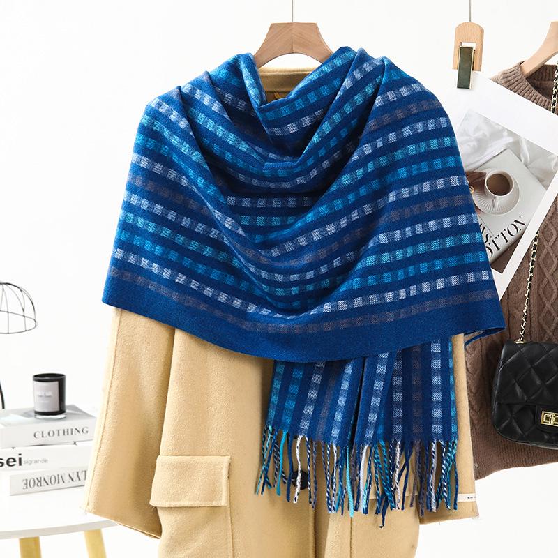 Wool-Cashmere Plaid Scarf: Warm, Thick, Versatile Shawl for Men & Women - Perfect for Autumn & Winter 200*66CM (Wool Scarf)