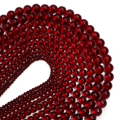 1 String Red Glass Beads 4/6/8/10/12mm Loose Spaced Round Beads For Jewelry Making Findings DIY Exquisite Bracelet Necklace Gift