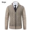Men's Winter Stand-up Collar Cardigan Jacket - Thick Knit with Plus Velvet