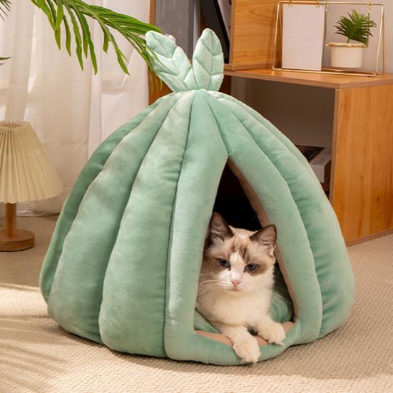 Closed Cat Nest Winter Warm Pet Bed Cactus Ball Shape Pet