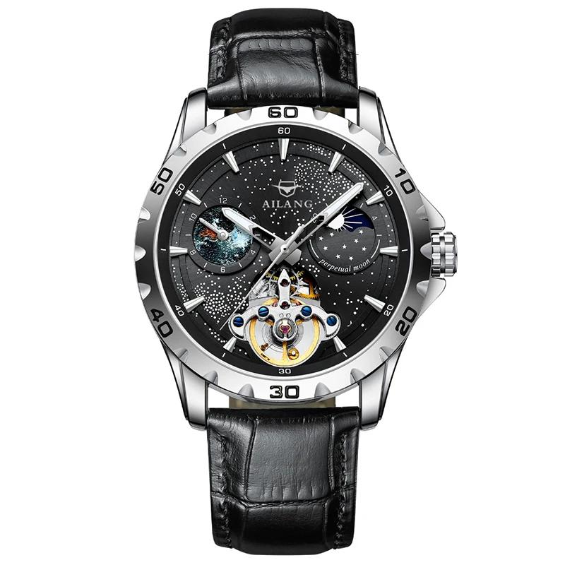 Ailang 8063 Automatic Mechanical Watch 2023 Hot Sale Men Luxury Galaxy Multifunctional Rubber Band Good Material