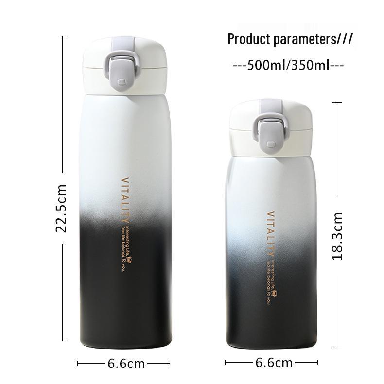 Gradient Insulated Stainless Steel Flip-Top Mug - Portable & Stylish Student Gift Cup.