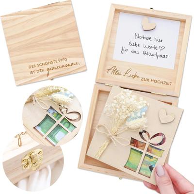 Boîte de Rangement en Bois pour Cadeaux d'Argent de Mariage Support pour Argent de Cérémonie de Mariage Décoration de Bureau Ornement Cadeau Marié Mariée Nouveaux Mariés