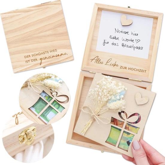 Wooden Wedding Cash Gift Storage Box Wedding Ceremony Money Holder Cash Gift Desktop Decoration Ornament Bride Groom Newlyweds Gift