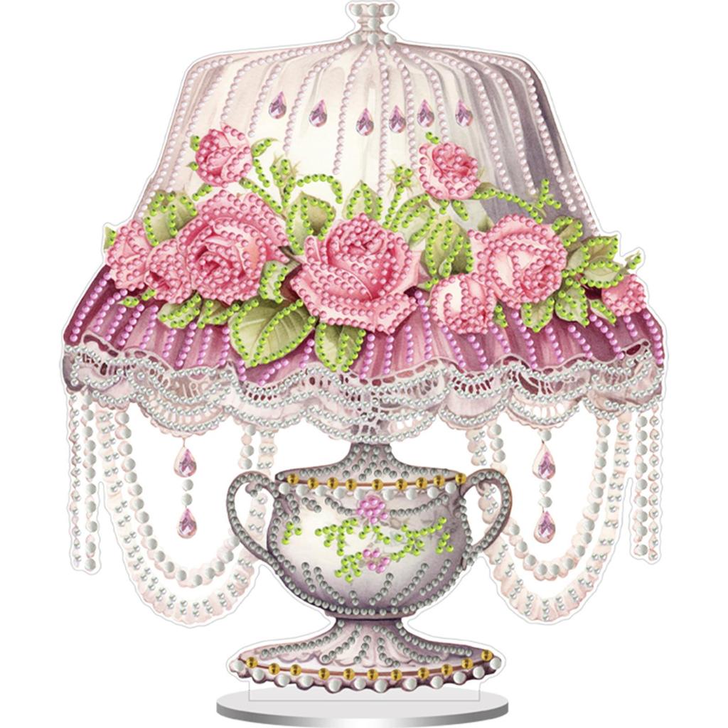 Acrylic Rose Lily Butterfly Flower Vase Desktop Diamond Art Kits Diamond Painting Desktop Ornaments Kit Home Bedroom Decoration