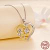 D Color 1.0 CT  Moissanite Heart Shape Sunflower Charm Necklace for Women Birthday Gift Double Color Yellow Gold 925 Silver Links