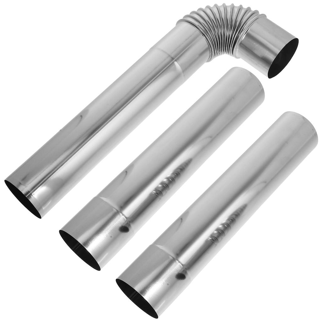 3Pcs Stainless Steel Chimney Flue Vent Straight Tube Elbow Adapter for Gas Water Heater Exhaust Vent