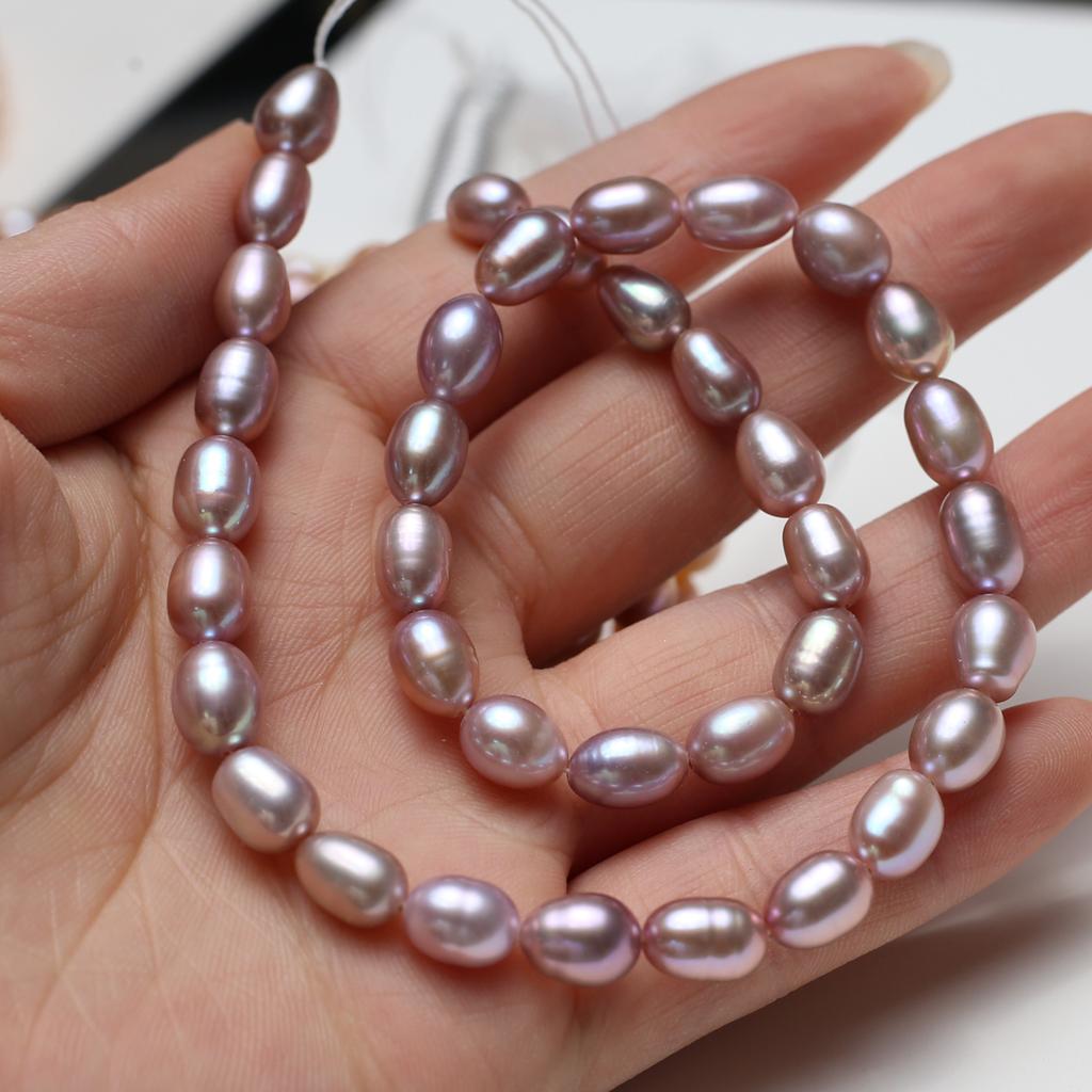 1String, Chic White Pink Purple 7-8mm Rice Artificial Pearl Beads for DIY Jewelry, Valentine's Day, Wedding Decorations - Elegant Craft Supplies 36cm