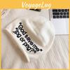 Knit Beanie Hat For Women With Alphabet Print Warm Winter Style