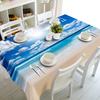 Starfish Tablecloth Snail On Beach Landscape Pattern Waterproof Thicken Rectangular And Round Table Cloth For Wedding
