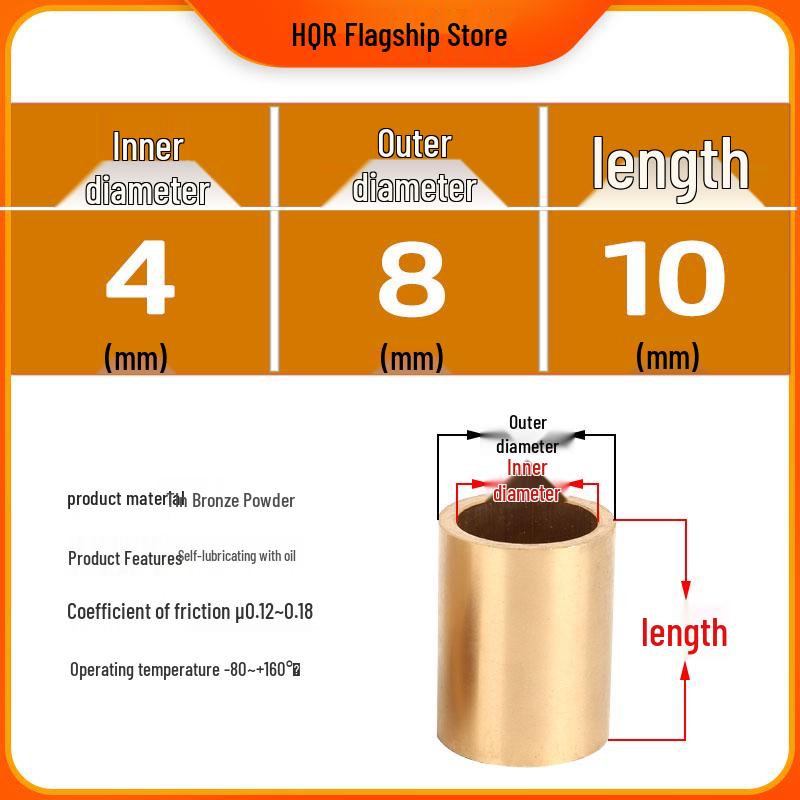 Self-Lubricating Oil-Impregnated Copper Bearing Bushing, Inner Guide 3-5, 6-8, 10-14, 15-32