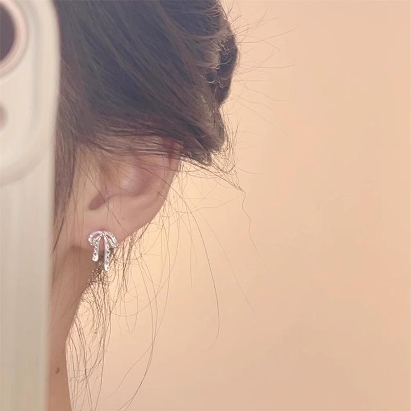 Artistic Ballet Bow Stud Earrings Simple Earrings for Women Unique Delicate Accessories