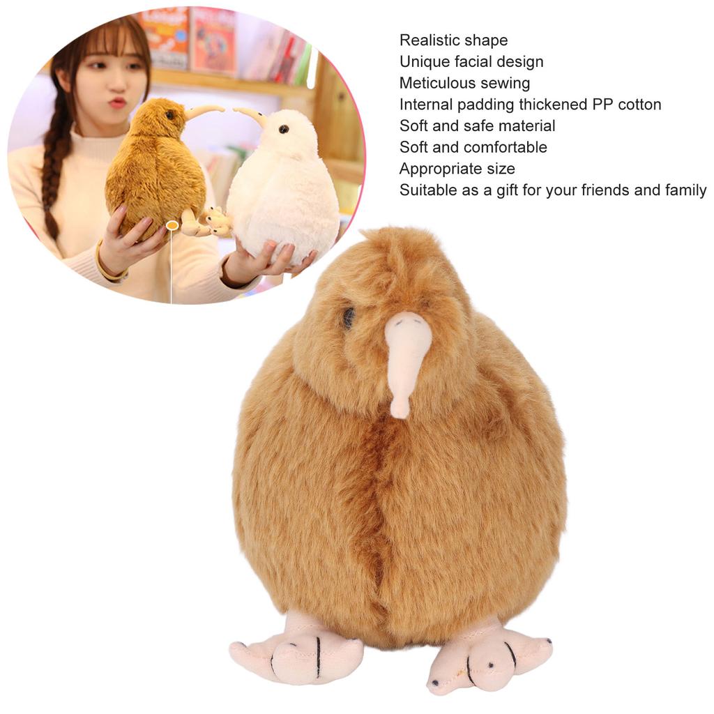 7.9inch Kiwi Bird Stuffed Toy Soft Cute Lifelike Portable Standing Plush Animal Toy for Kids Toddlers
