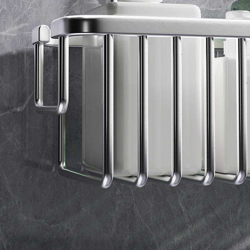 Bathroom Shower Storage Rack Aluminium Punch-Free Bathroom Hanging Basket Shower Room Shampoo Holder Toilet Organizer