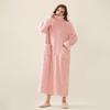 Men's Plush Bathrobe Zipper Up Long Housecoat Winter Warm SPA Fleece Duster Robe with Pocket Flannel Full Length Loose Fit Nightgown Sleepwear for Men