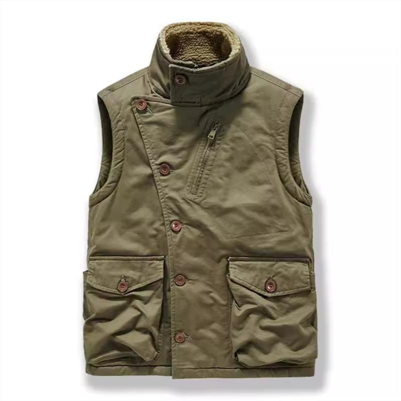 Autumn Winter Men's Fleece Warm Padded Vests Men Stand Collar Army Tactical Waistcoats Men Windbreaker Sleeveless Jackets