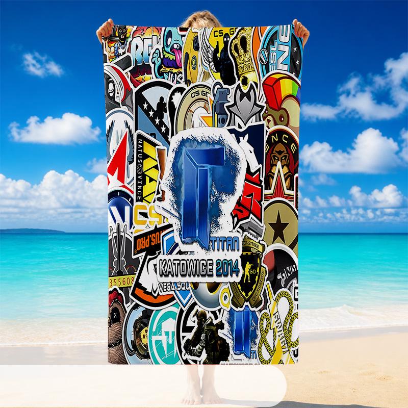 Quick Dry Beach Towel Csgo Pattern, Lightweight Absorbent Towel for Pool Beach Vacation Use