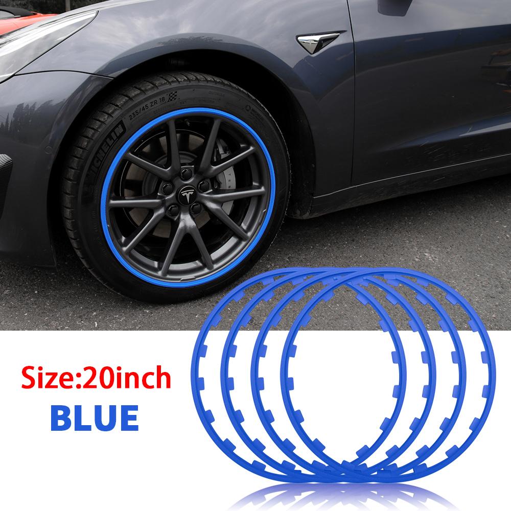 AMA1 4PCS/SET Car Vehicle Wheel Rims Protector Decor Strip Tire Guard Line Rubber Moulding Trim for Tesla Model 3 Y S X 2017-2023