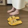 Flat-bottomed Fashion Outer Wear Belt Buckle Cool Slippers Women's New Summer Outer Wear Yellow Beach One-word Slippers