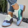 Spring and Autumn Flat-bottomed Brock Single Shoes Women's Color Matching Lace-up Round Head Casual Women's Shoes