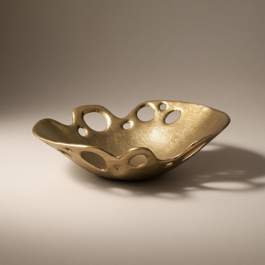 Sculptural Fruit Bowl Toned with Cutouts Openwork for Tabletop, Entryway, Dining Table