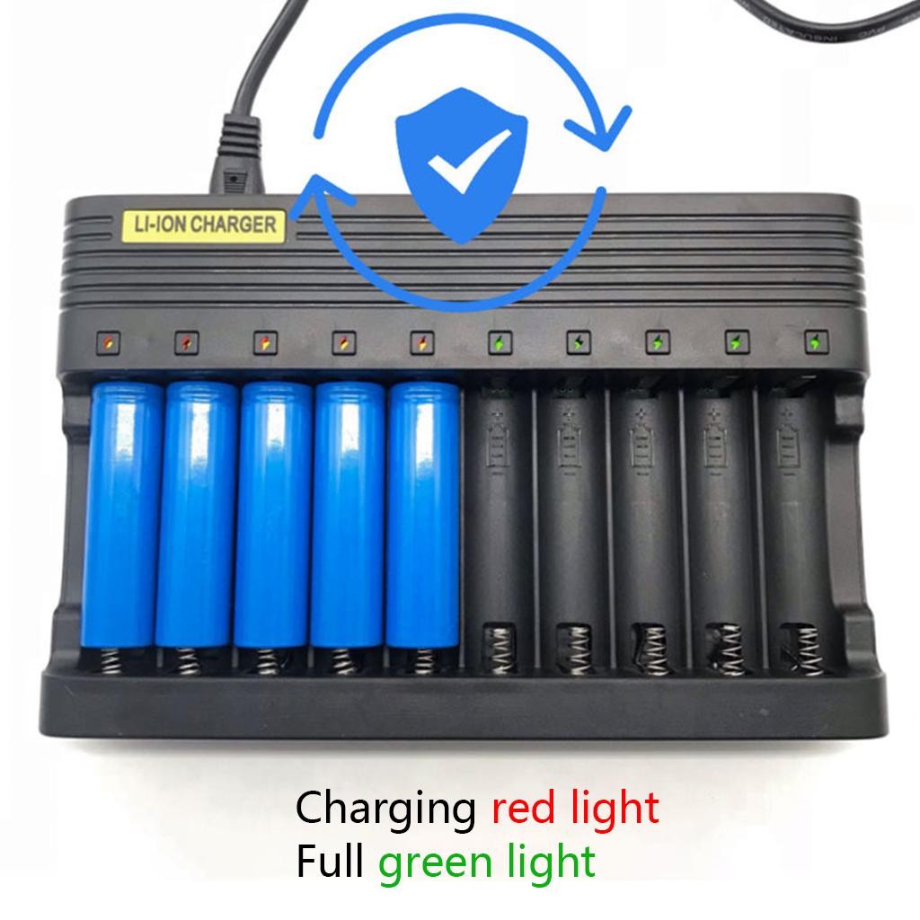 14500 16340 18650 Li-ion Battery Charger 10 Slots 3.7/4.2V Battery Charger EU US