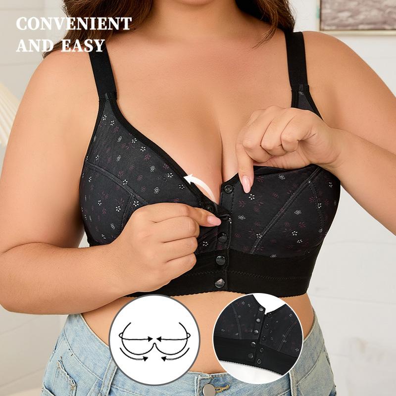 0XL-7XL Super Large Size Bra European and American Size Adjustable Shoulder Strap Popular Printed Front Buckle Large Size Underwear