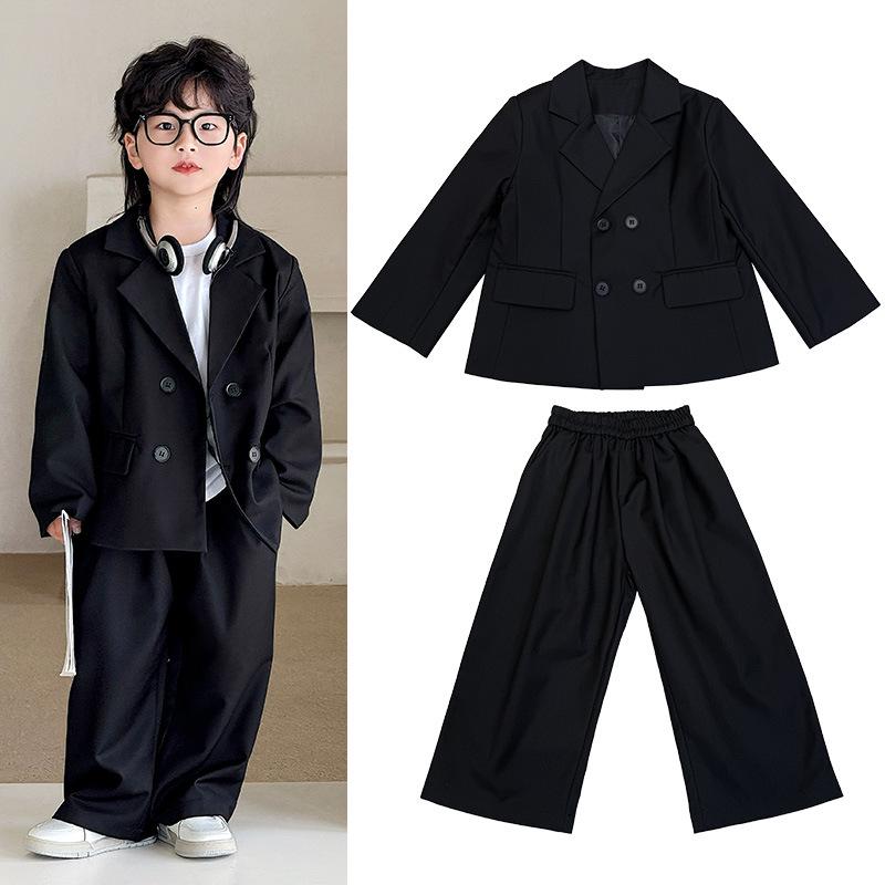 Boys' Korean Style Solid Color Suit Set - Wedding & Speech Tuxedo for Children