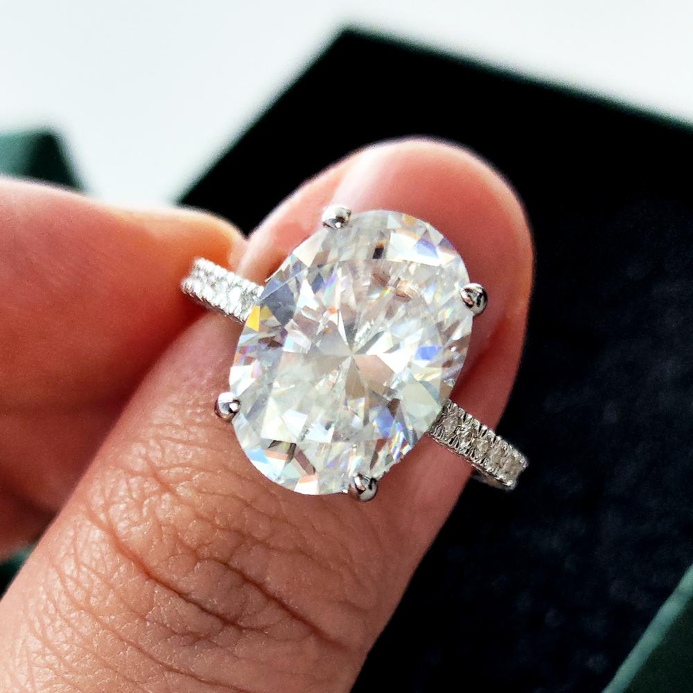 COSYA 8CT 10*14mm Oval geschliffener Vollmoissanit Ring S925 Silber Funkelnder D Lab Diamant Ehering Für Frauen Luxuriöser Feinschmuck