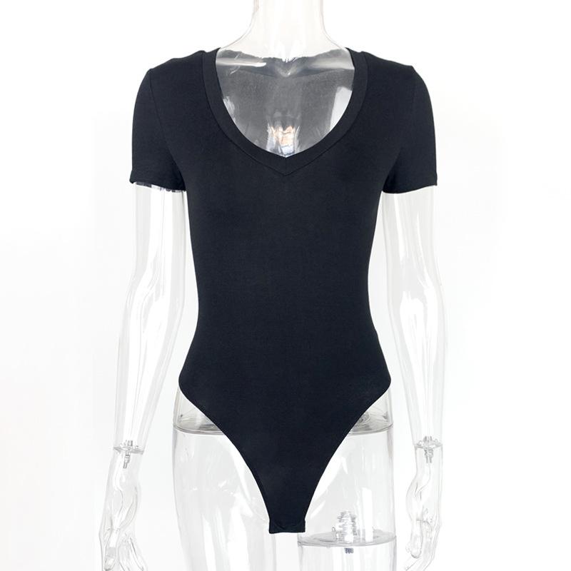 Women's Sexy V-Neck Short Sleeve Bodysuit - Summer 2025 Collection