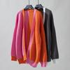 Autumn Winter Vintage Loose Long Sleeve Top Multicolor Cardigan Knitwear V-Neck Sweater