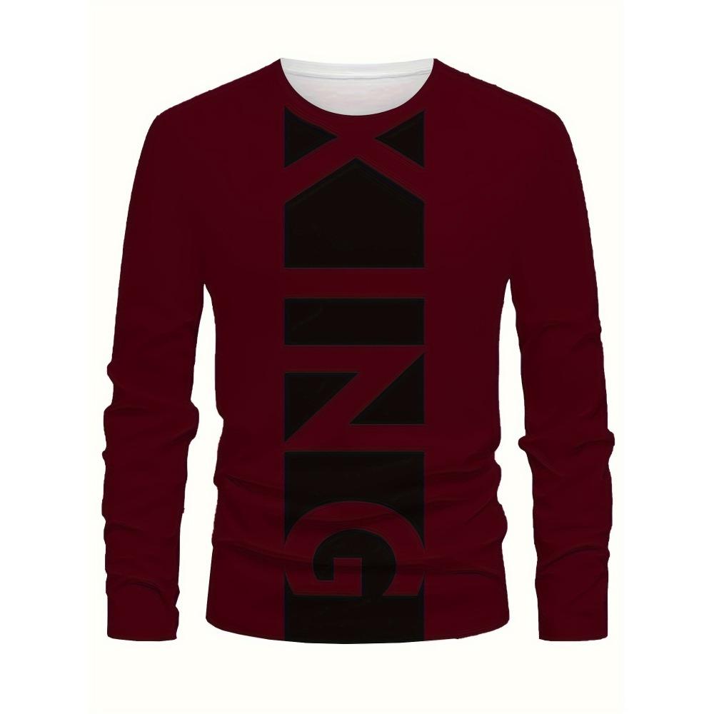 2025 New Autumn Men Round-neck Casual Streetwear Loose and Fashionable Sportswear Letter-patterned Creative Long-sleeved T-shirt