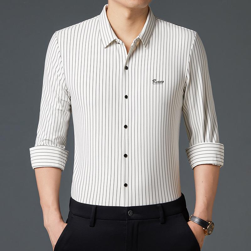 Men's Shirt High-end Autumn Striped Casual Men's High-end Clothes Men's Long-sleeved Shirt