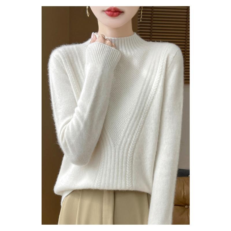 

Новый осенне-зимний жаккардовый утолщенный свитер с полувысоким воротником для женщин, модный, универсальный, теплый и удобный кашемировый вязаный базовый свитер XL