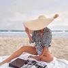 Huge sun hat oversized brim sun protection straw hat travel vacation beach photo sun hat foldable