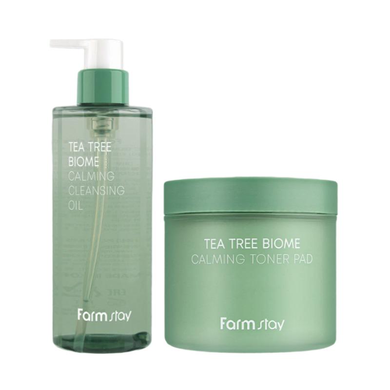 Farmstay Tea Tree Blackhead Care Cleansing Oil 250ml + Toner Pads 140ml (70 Pads) Set