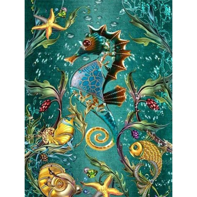 Painting Diamond Diy 5d Seahorse Cross Stitch Kit Full Diamond Square Embroidery Mosaic Art Picture Rhinestone Decoration