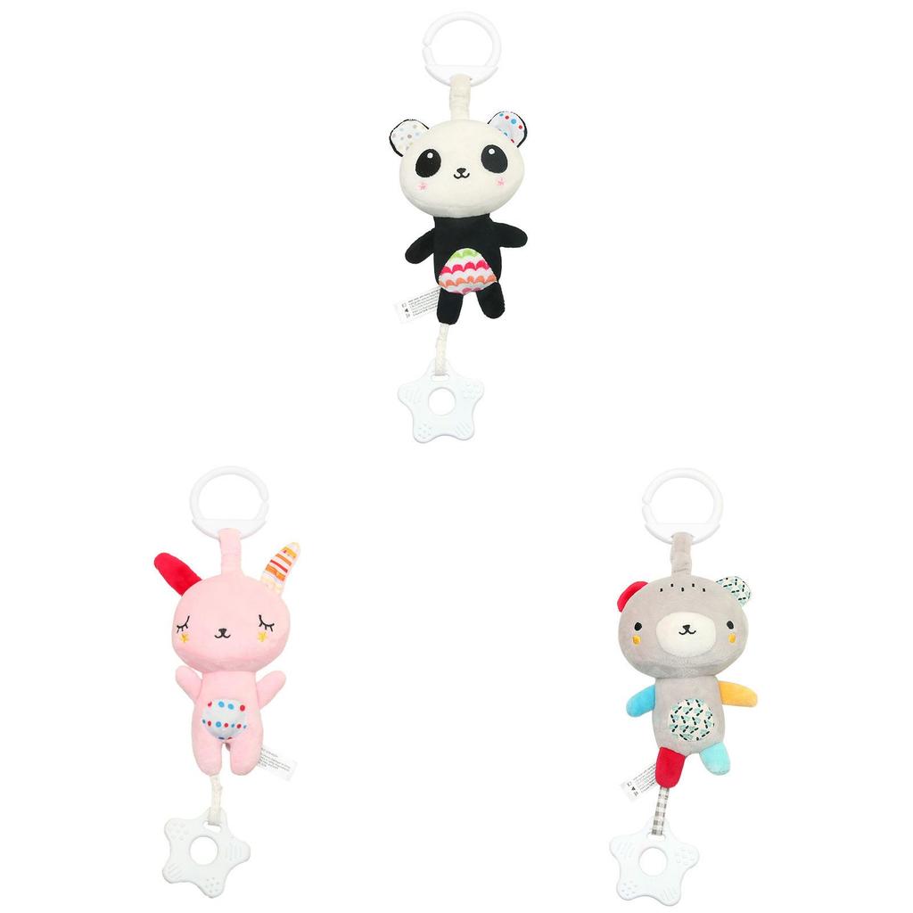 Baby Bear Rabbit Panda Plush Multifunction Teething Rattle With Music For Infant Sensory Development