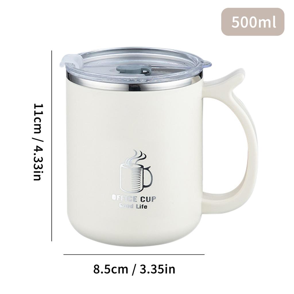 WORTHBUY 304 Stainless Steel Double Wall Insulated Milk Coffee Cup With Handle Thermal Mug Portable Student Leak-proof Water Cup