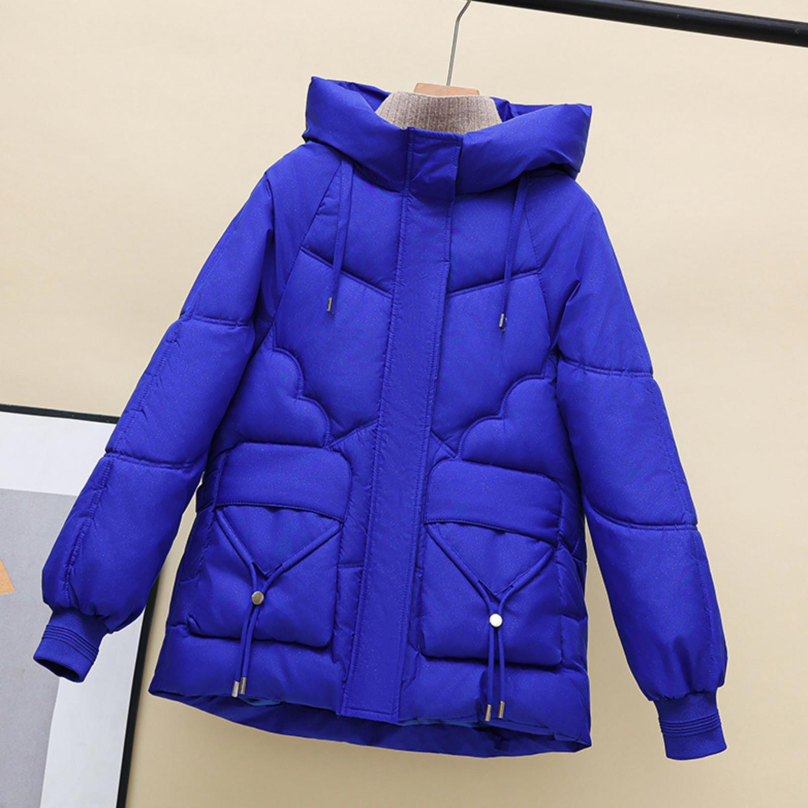 

Женское пальто с капюшоном Зимнее хлопковое пальто для дам Утепленная теплая куртка XL синий