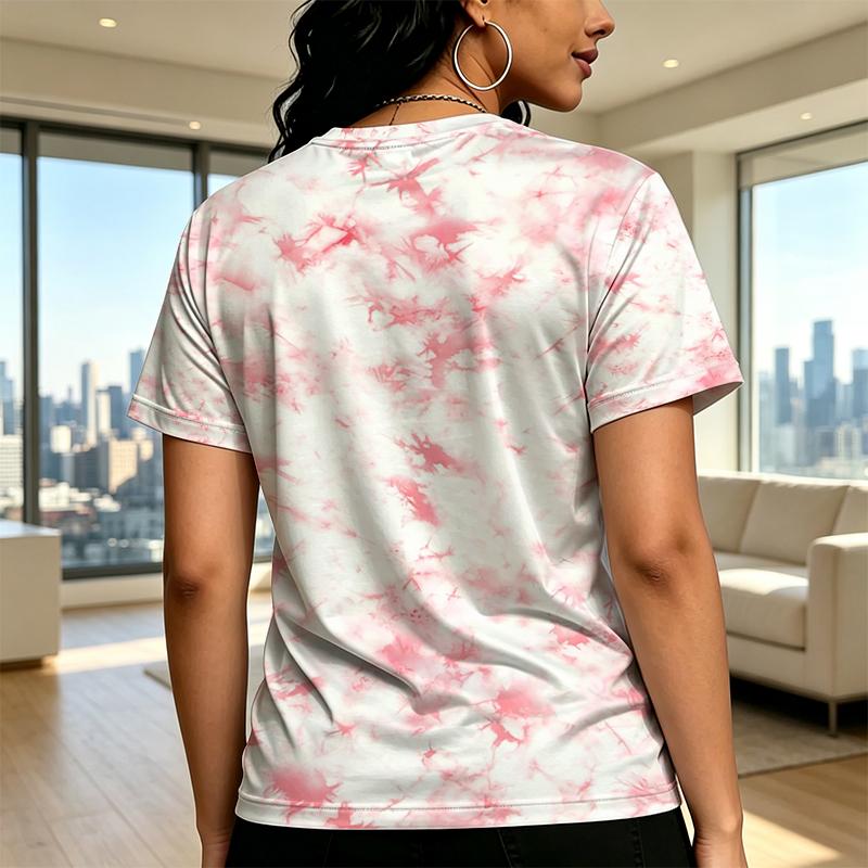 Women's Tie Dye T-Shirt - Minimalist Streetwear, Soft Comfortable Fabric, Versatile Simple Style for Daily Casual & Date Night Outfits