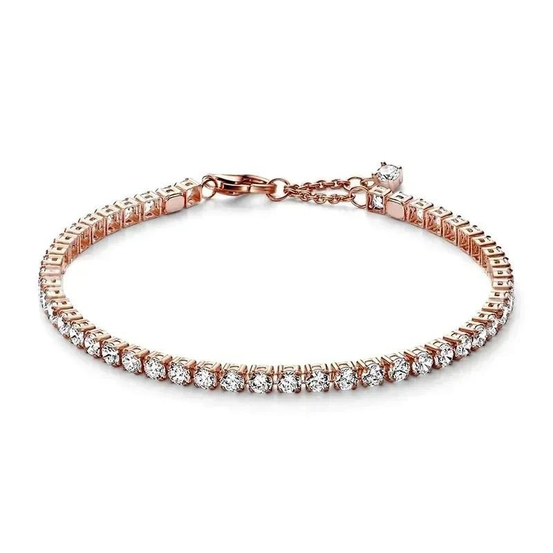 

925 Silver New Exquisite Heart-shaped All Zirconia Tennis Bracelet Shiny Luxurious Charm Bracelet Holiday Surprise Gift 16-17-18cm жовтий
