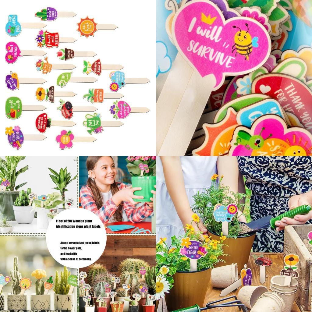 20Pcs Natural Plant Labels Markers Weather Resistant For Garden And Greenhouse B03E