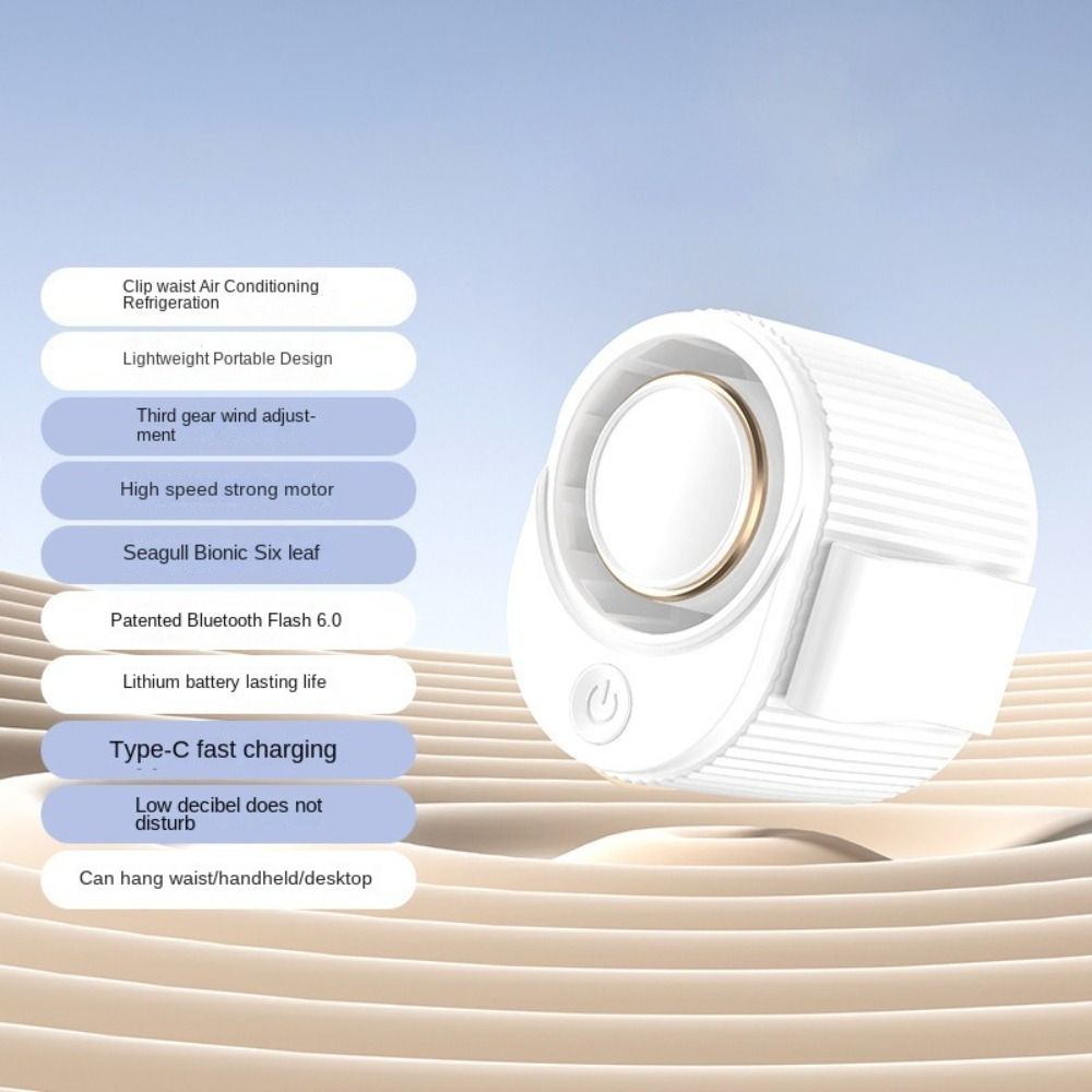 Wearable Clip-On Waist Fan 3 Speeds Portable Cooling Clip Fan Mini Electric Fans  Outdoor Work